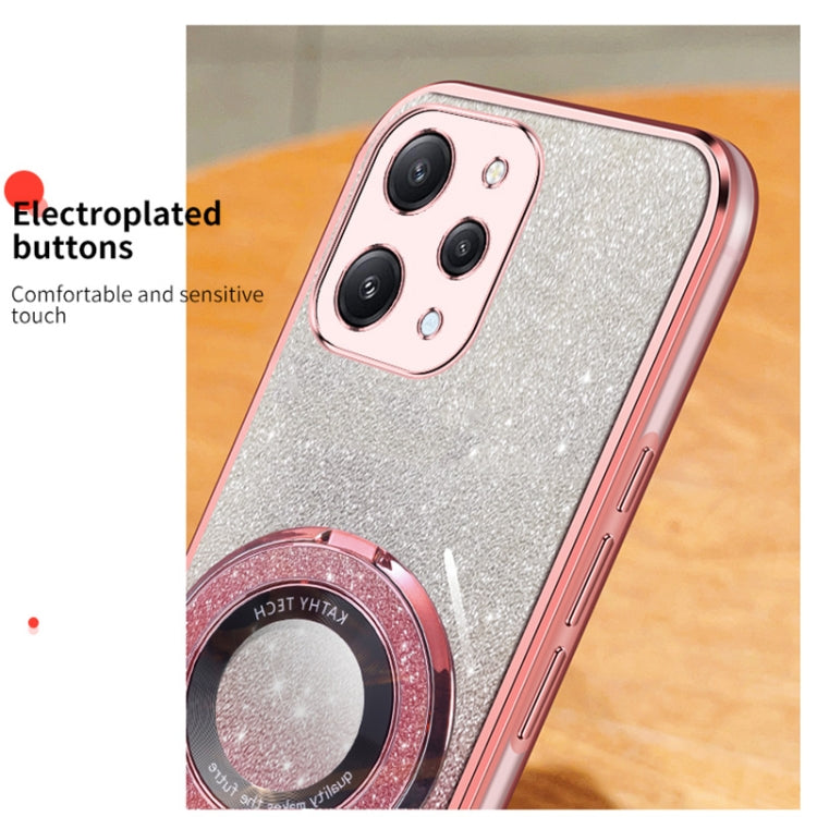 For Redmi 12 4G Plated Gradient Glitter Round Holder TPU Phone Case
