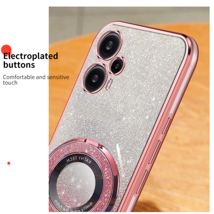 For Redmi Note 12 Turbo Plated Gradient Glitter Round Holder TPU Phone Case