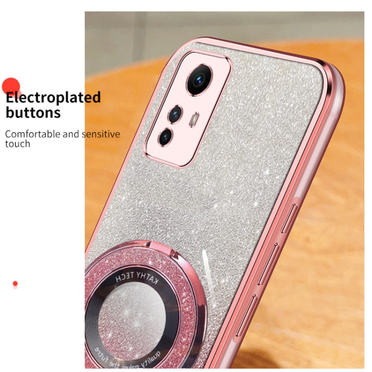 For Redmi Note 12S Plated Gradient Glitter Round Holder TPU Phone Case