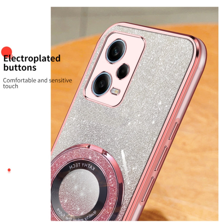 For Redmi Note 12 Pro 5G Global Plated Gradient Glitter Round Holder TPU Phone Case