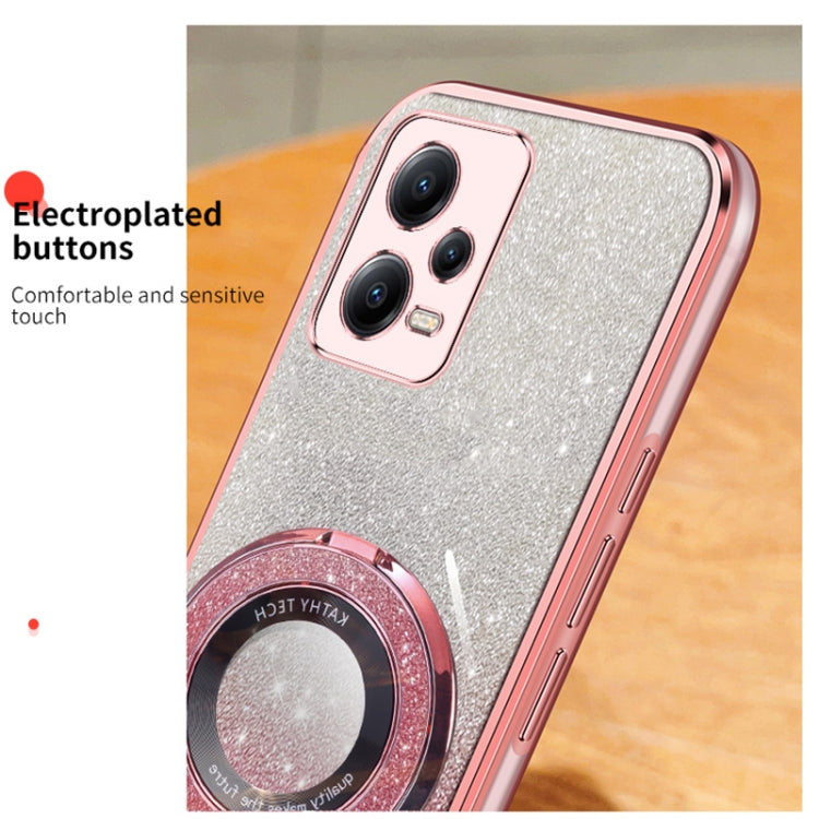 For Redmi Note 12 5G Global Plated Gradient Glitter Round Holder TPU Phone Case