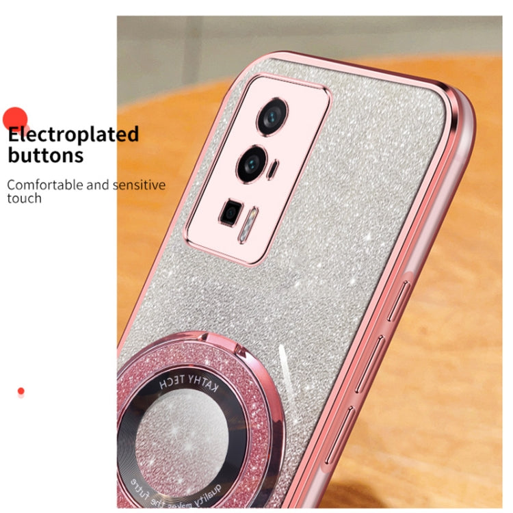 For Redmi K60 / K60 Pro Plated Gradient Glitter Round Holder TPU Phone Case