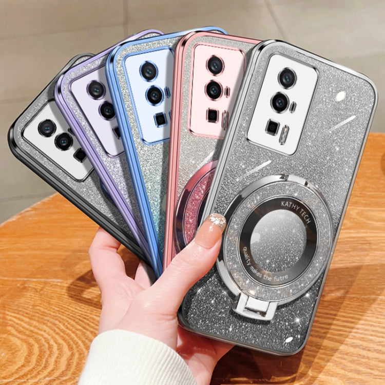 For Redmi K60 / K60 Pro Plated Gradient Glitter Round Holder TPU Phone Case