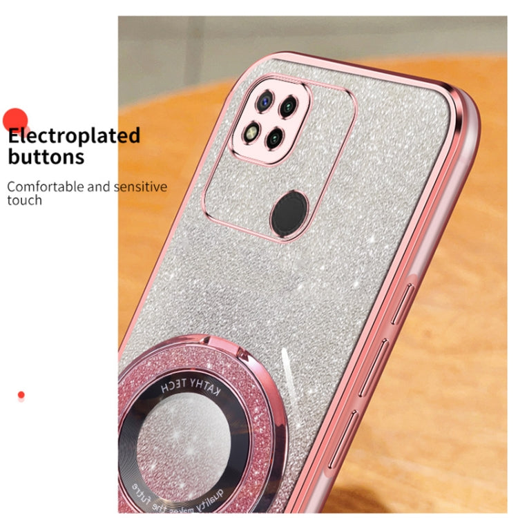 For Redmi 10A / 9C Plated Gradient Glitter Round Holder TPU Phone Case