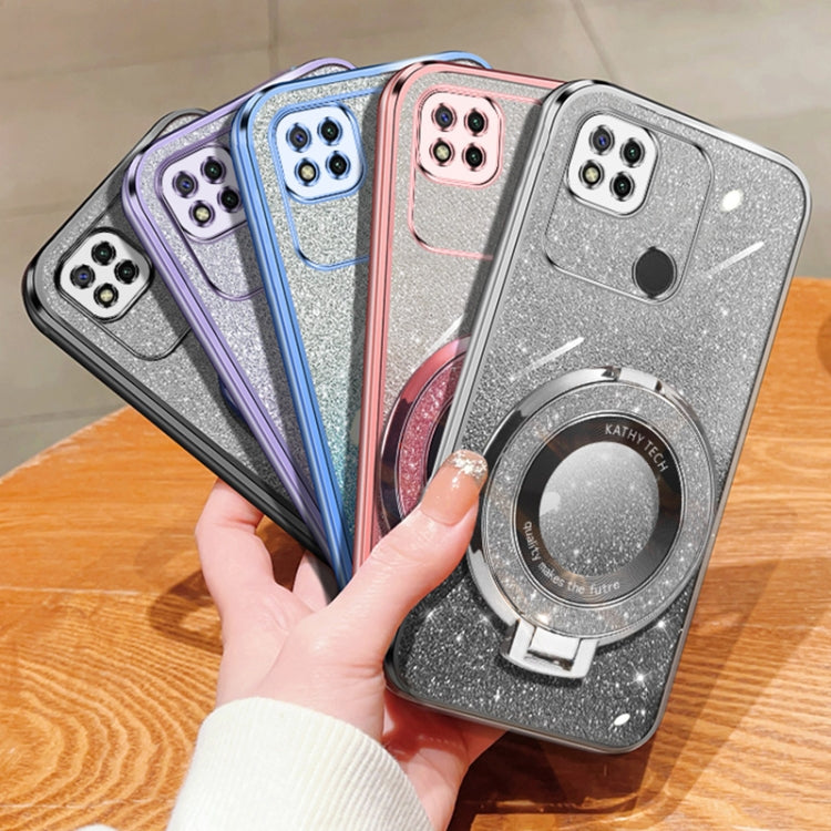 For Redmi 10A / 9C Plated Gradient Glitter Round Holder TPU Phone Case