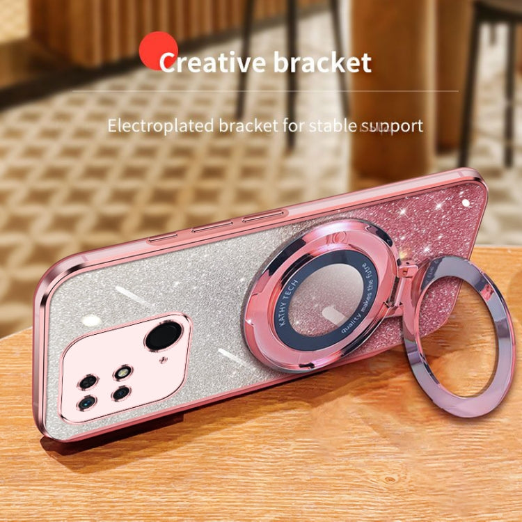 For Redmi 10C / 10 2022 India Plated Gradient Glitter Round Holder TPU Phone Case