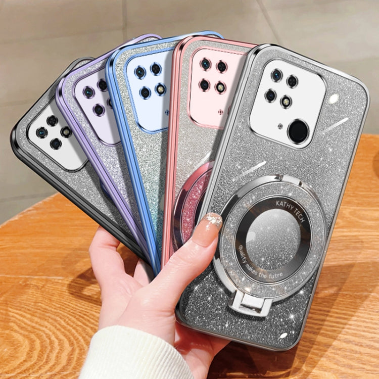 For Redmi 10C / 10 2022 India Plated Gradient Glitter Round Holder TPU Phone Case