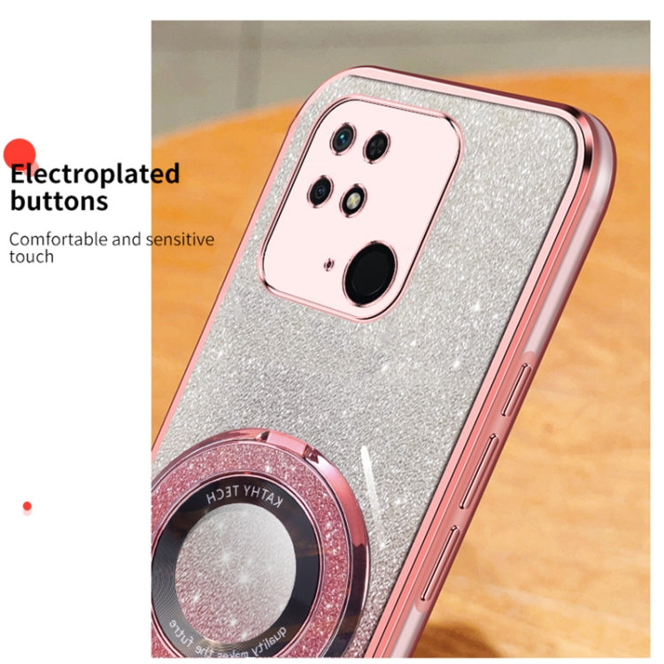 For Redmi 10C / 10 2022 India Plated Gradient Glitter Round Holder TPU Phone Case