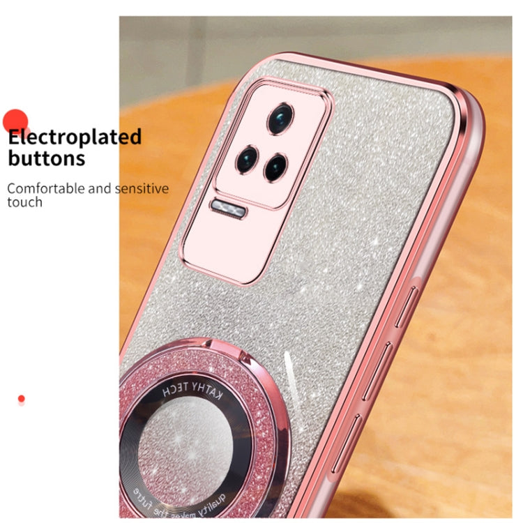 For Redmi K50 / K50 Pro Plated Gradient Glitter Round Holder TPU Phone Case