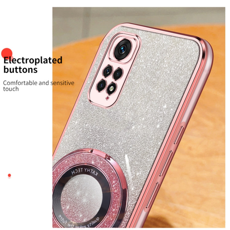 For Redmi Note 11S Plated Gradient Glitter Round Holder TPU Phone Case