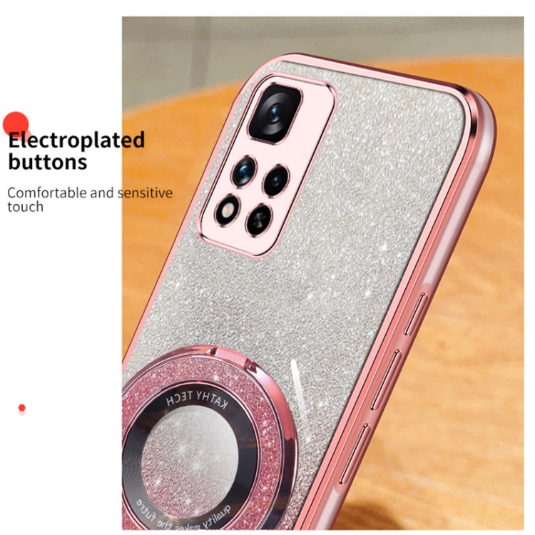 For Redmi Note 11 Pro+ 5G Plated Gradient Glitter Round Holder TPU Phone Case