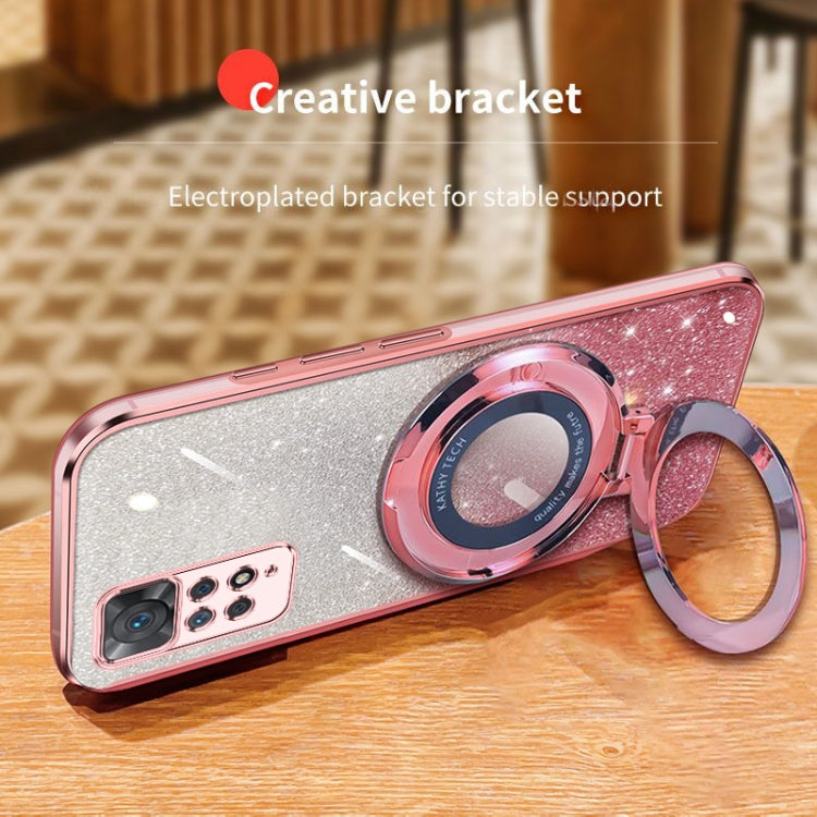 For Redmi Note 11 Pro 4G / 5G Global Plated Gradient Glitter Round Holder TPU Phone Case