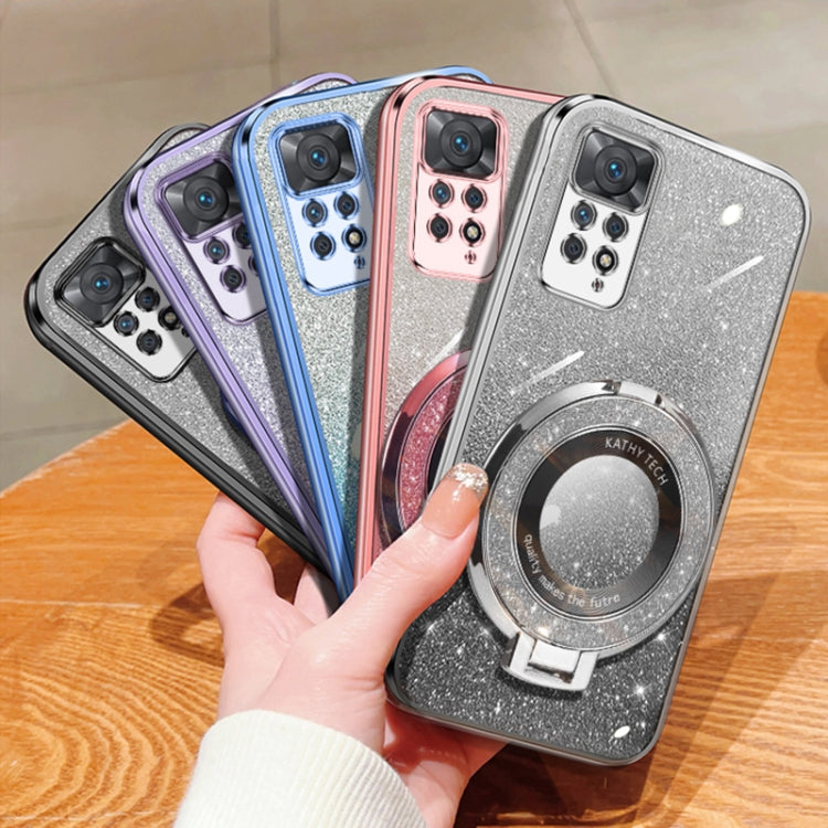For Redmi Note 11 Pro 4G / 5G Global Plated Gradient Glitter Round Holder TPU Phone Case
