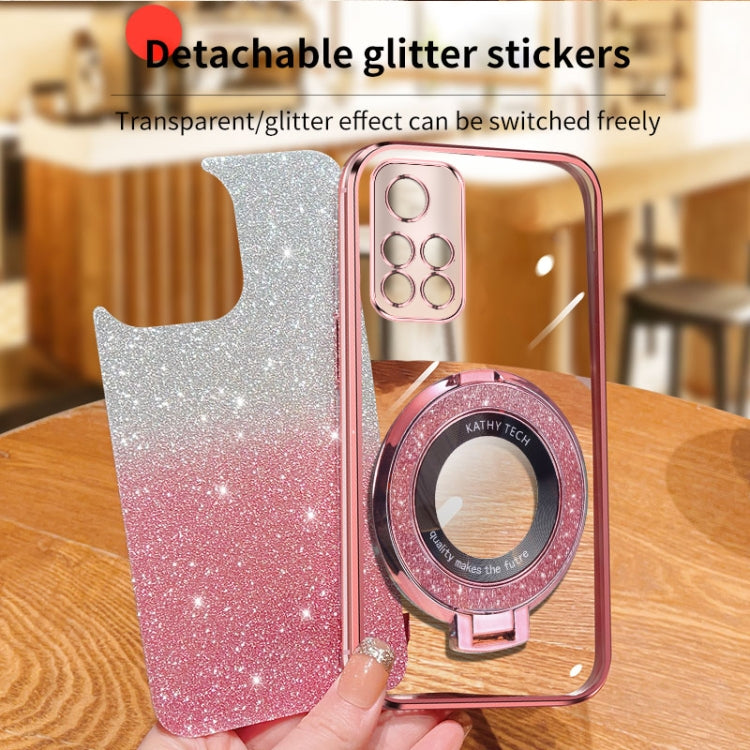 For Redmi Note 11 5G Plated Gradient Glitter Round Holder TPU Phone Case