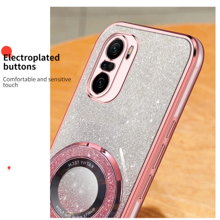 For Redmi K40 / K40 Pro Plated Gradient Glitter Round Holder TPU Phone Case