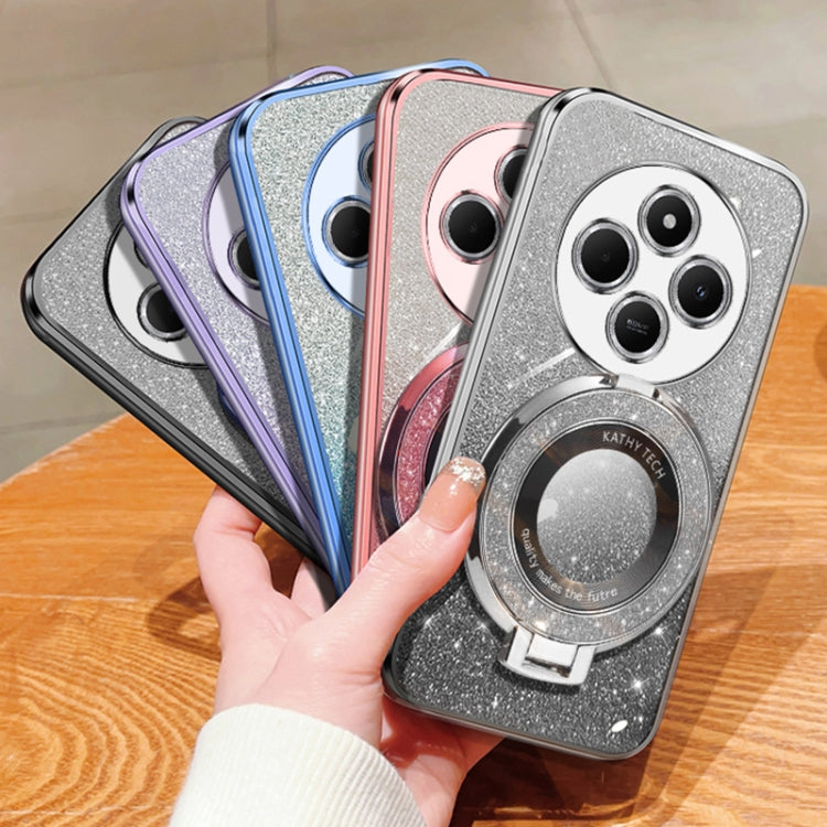 For Redmi 14C 4G Plated Gradient Glitter Round Holder TPU Phone Case