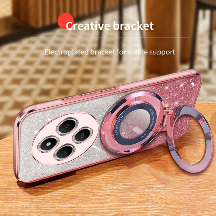 For Redmi 14C 4G Plated Gradient Glitter Round Holder TPU Phone Case