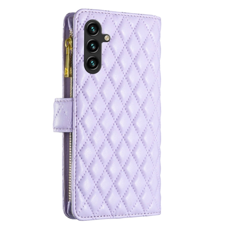 For Samsung Galaxy A16 5G Diamond Lattice Zipper Wallet Leather Flip Phone Case