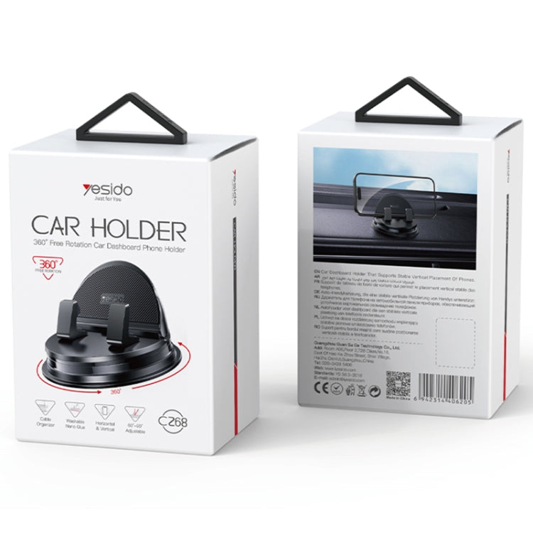 Yesido C268 Car Dashboard 360 Degree Rotating Base Phone Holder - Black