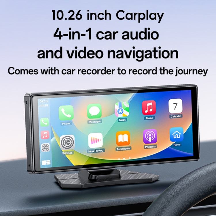Yesido KM19 10.26 inch Center Console CarPlay Portable Car Video Navigation with Driving Recorder - Black