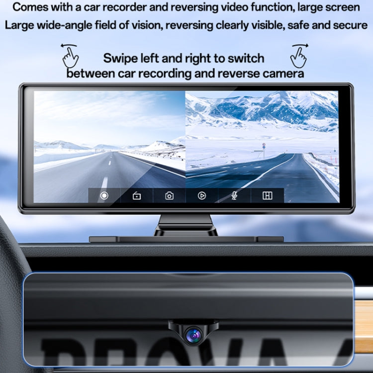 Yesido KM19 10.26 inch Center Console CarPlay Portable Car Video Navigation with Driving Recorder - Black