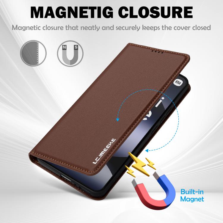 For Redmi Note 14 4G 164.84mm LC.IMEEKE L1 Series Frosted Fine Texture PU Phone Case
