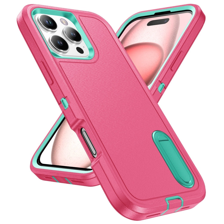 For iPhone 16 Pro Max Rugged PC + Silicone Phone Case with Holder