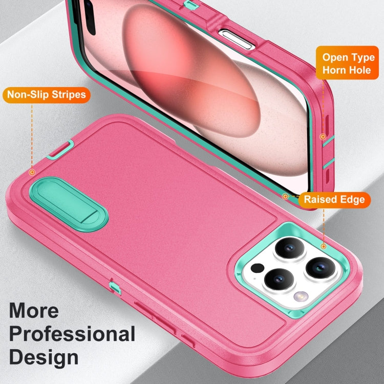 For iPhone 16 Pro Max Rugged PC + Silicone Phone Case with Holder