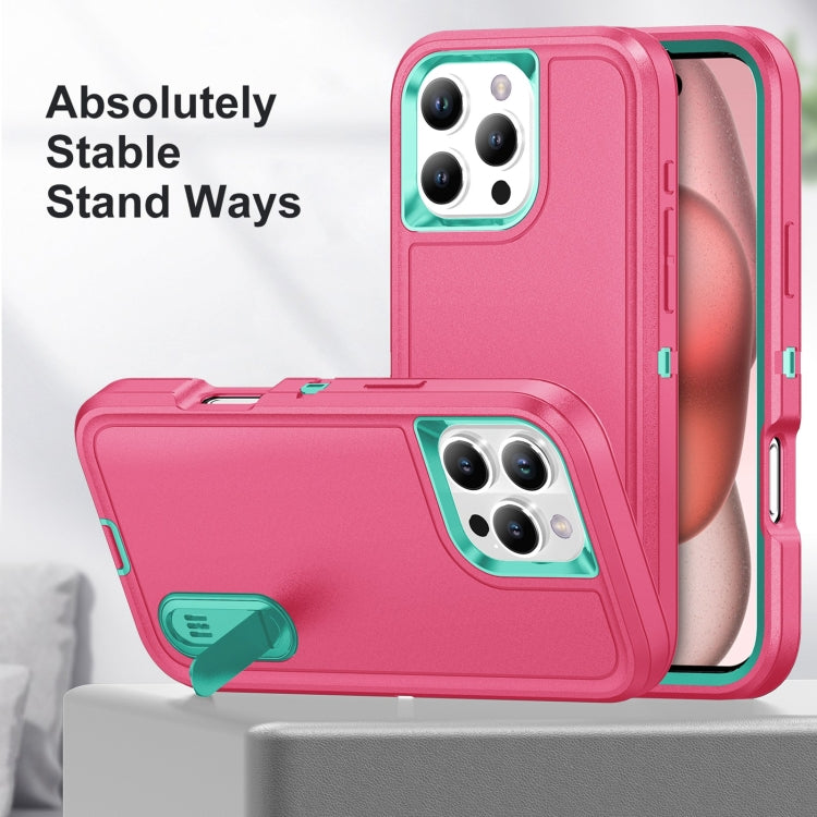 For iPhone 16 Pro Max Rugged PC + Silicone Phone Case with Holder