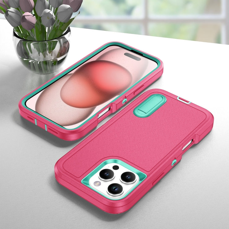 For iPhone 16 Pro Max Rugged PC + Silicone Phone Case with Holder