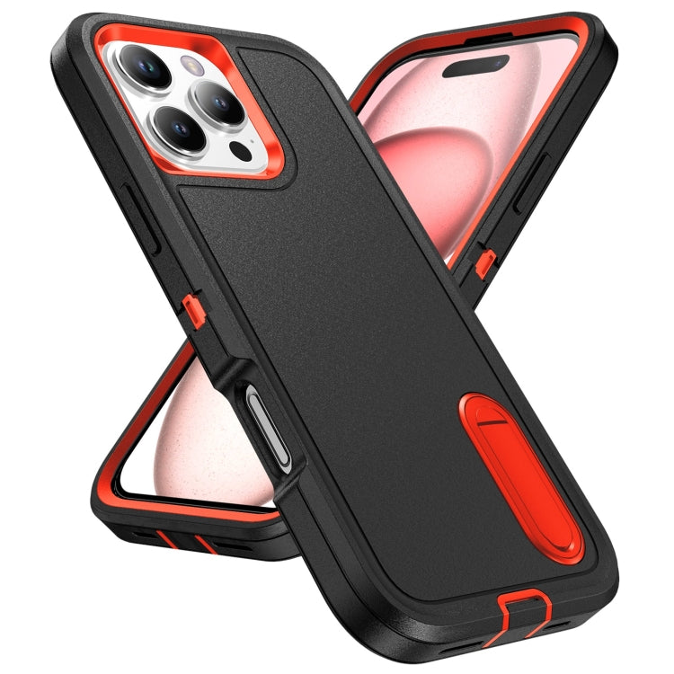 For iPhone 16 Pro Max Rugged PC + Silicone Phone Case with Holder