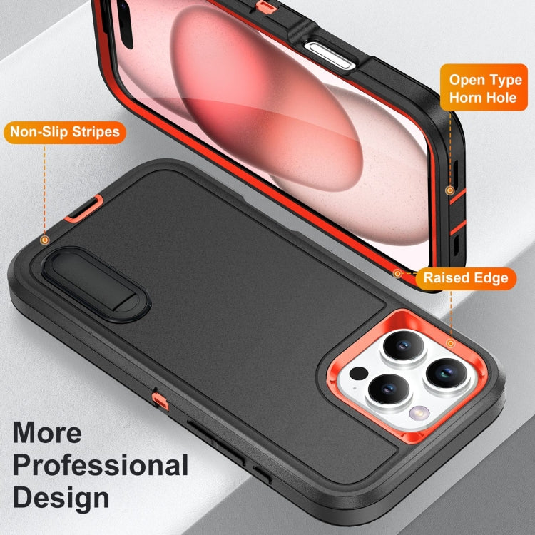 For iPhone 16 Pro Max Rugged PC + Silicone Phone Case with Holder