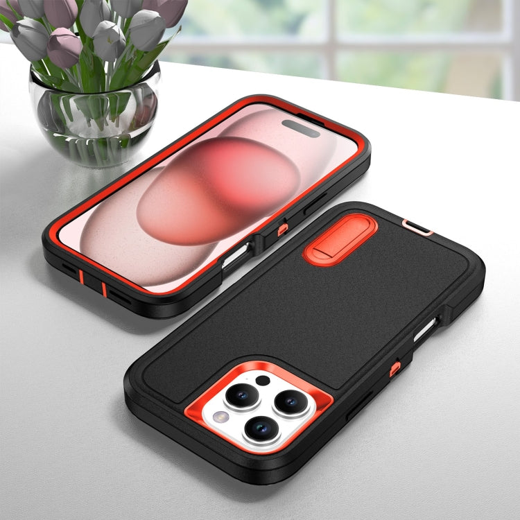 For iPhone 16 Pro Max Rugged PC + Silicone Phone Case with Holder