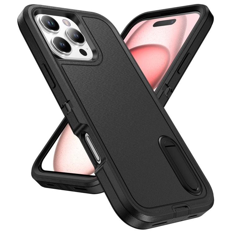 For iPhone 16 Pro Max Rugged PC + Silicone Phone Case with Holder