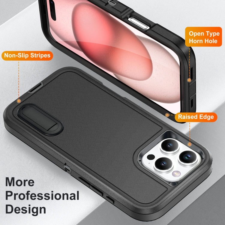 For iPhone 16 Pro Max Rugged PC + Silicone Phone Case with Holder