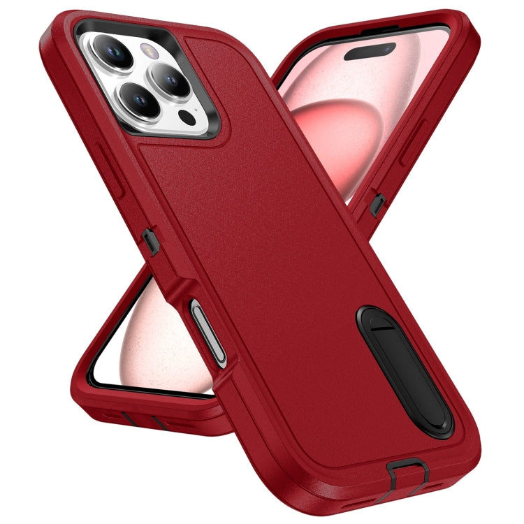 For iPhone 16 Pro Max Rugged PC + Silicone Phone Case with Holder