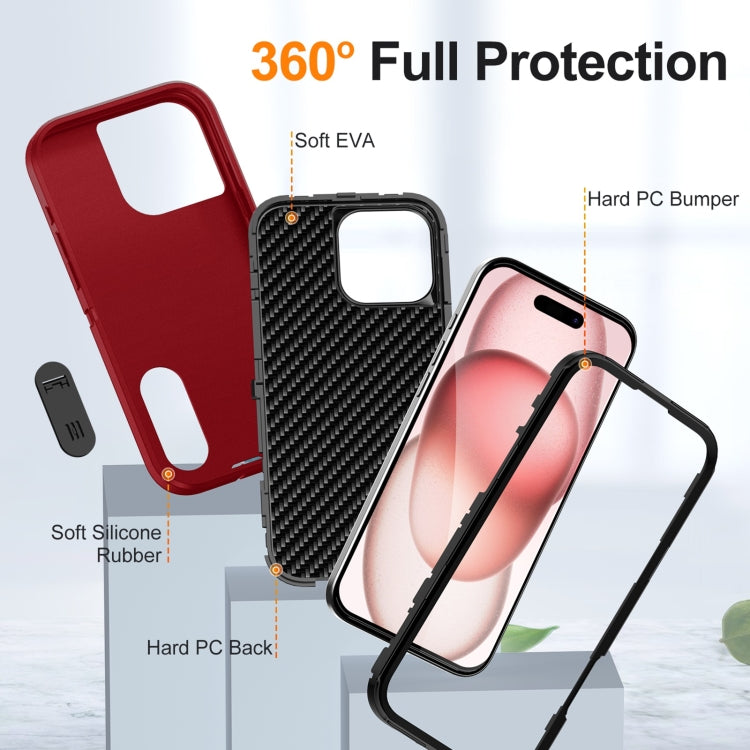 For iPhone 16 Pro Max Rugged PC + Silicone Phone Case with Holder