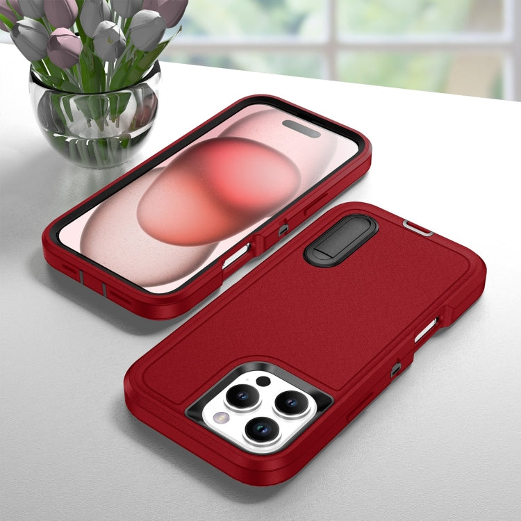 For iPhone 16 Pro Max Rugged PC + Silicone Phone Case with Holder