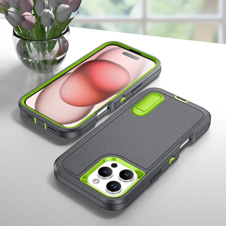 For iPhone 16 Pro Max Rugged PC + Silicone Phone Case with Holder