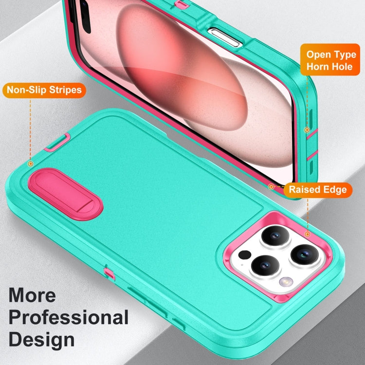 For iPhone 16 Pro Max Rugged PC + Silicone Phone Case with Holder