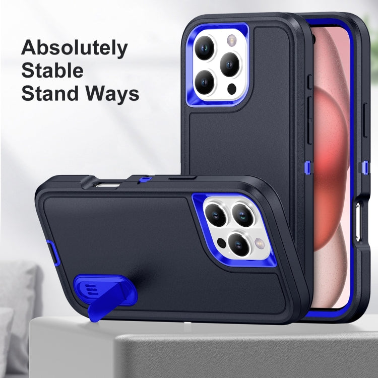 For iPhone 16 Pro Max Rugged PC + Silicone Phone Case with Holder