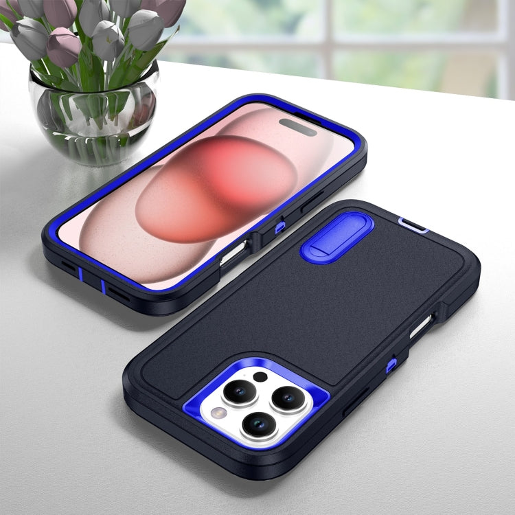 For iPhone 16 Pro Max Rugged PC + Silicone Phone Case with Holder