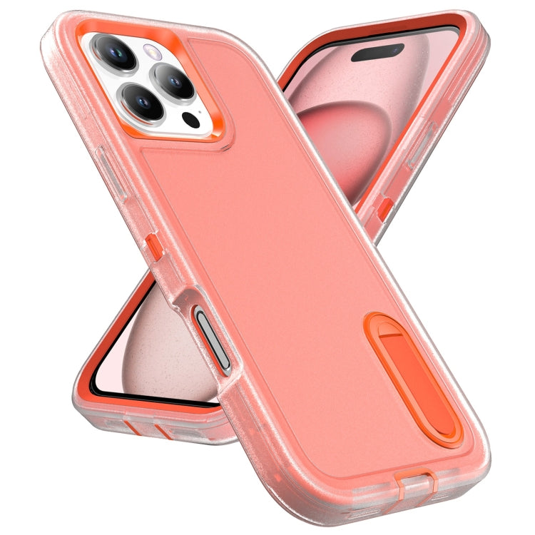 For iPhone 16 Pro Max Rugged PC + Silicone Phone Case with Holder