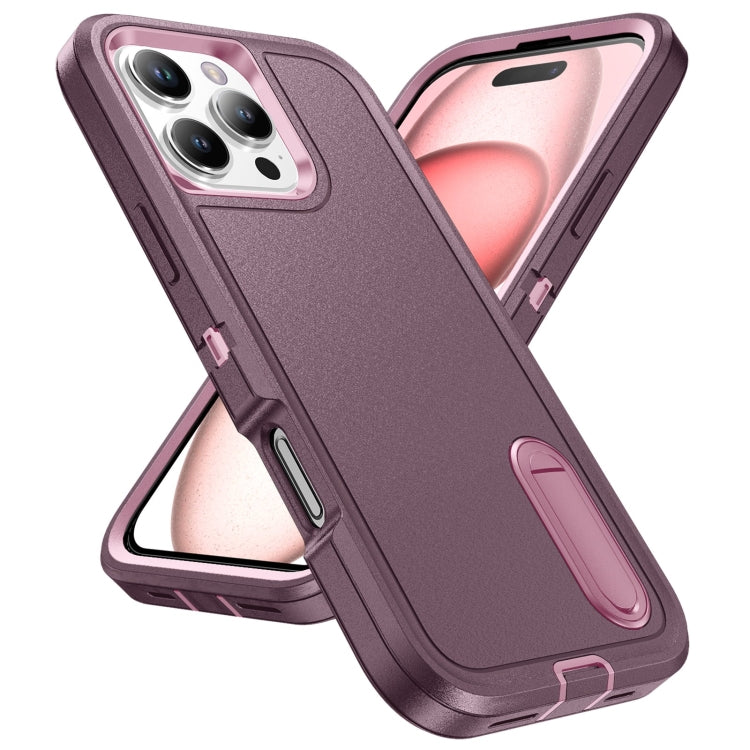 For iPhone 16 Pro Max Rugged PC + Silicone Phone Case with Holder