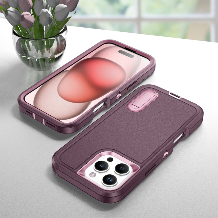 For iPhone 16 Pro Max Rugged PC + Silicone Phone Case with Holder