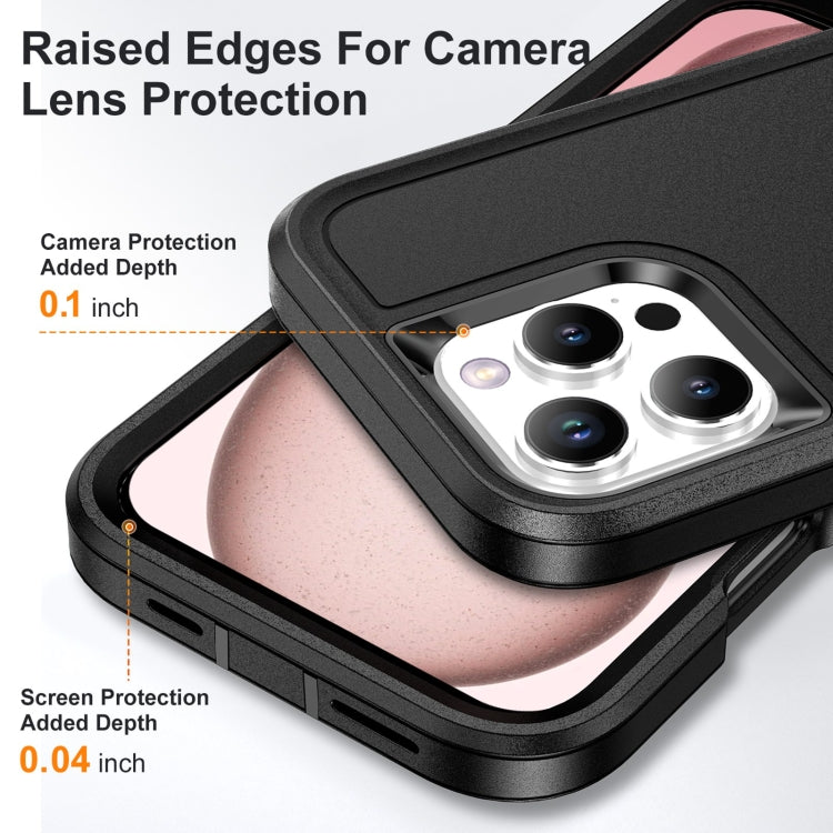 For iPhone 16 Pro Rugged PC + Silicone Phone Case with Holder