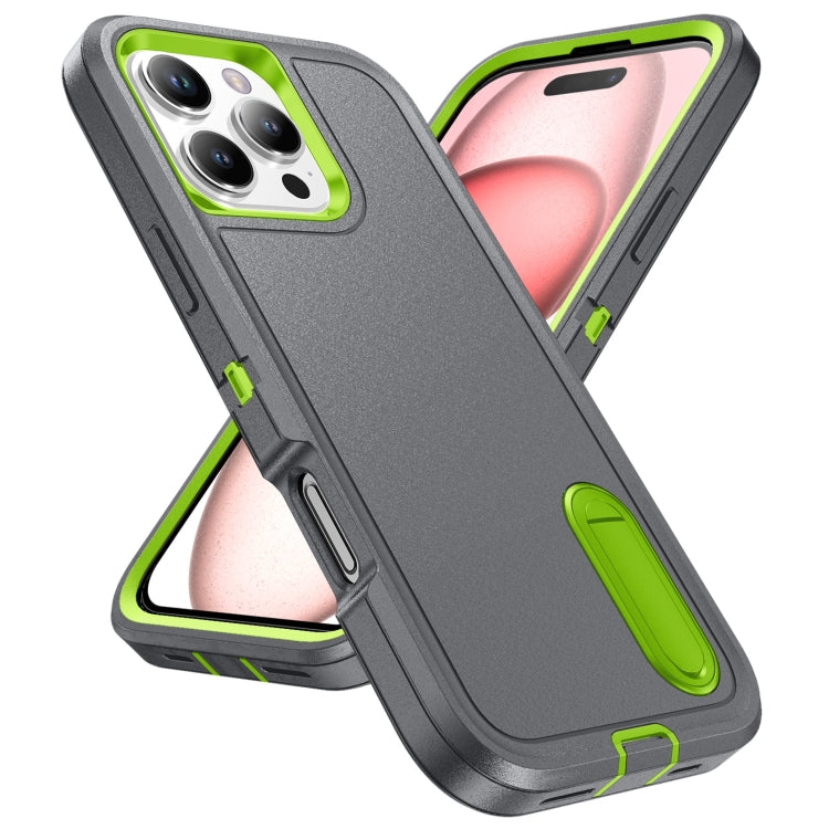 For iPhone 16 Pro Rugged PC + Silicone Phone Case with Holder