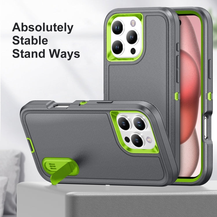 For iPhone 16 Pro Rugged PC + Silicone Phone Case with Holder