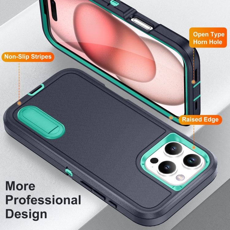 For iPhone 16 Pro Rugged PC + Silicone Phone Case with Holder