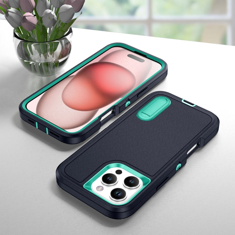 For iPhone 16 Pro Rugged PC + Silicone Phone Case with Holder